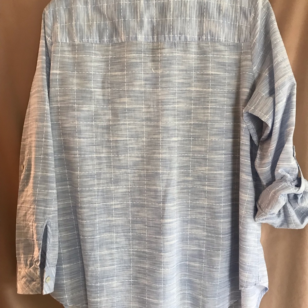 Talbots Light Blue Striped Button-Down Tunic - image 3